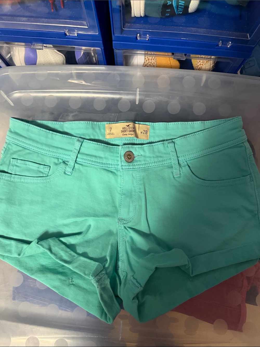 Hollister Mint Teal High-Rise Cotton Jean Shorts